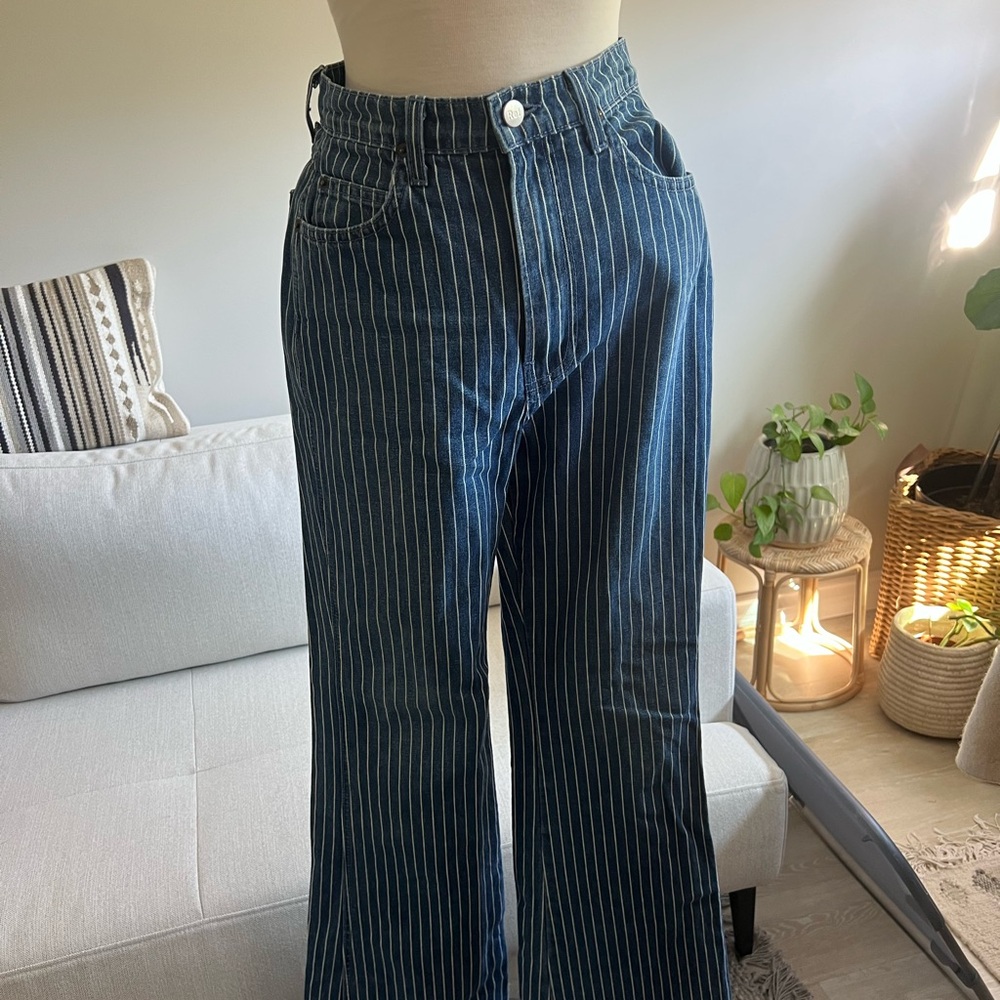 Reformation Navy and White Striped Denim